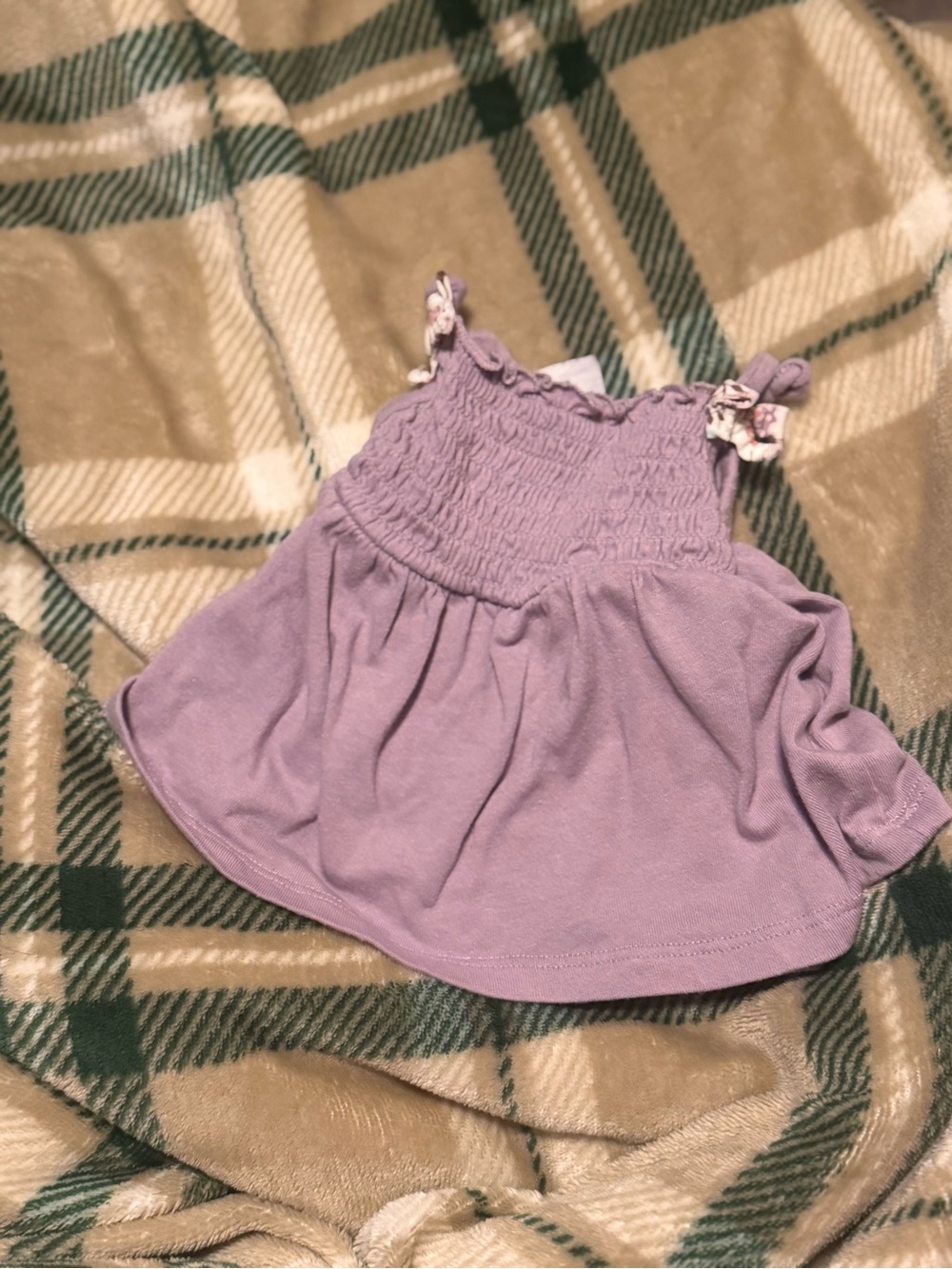 wonder nation Lavender Smocked Tank Top with Tie Straps